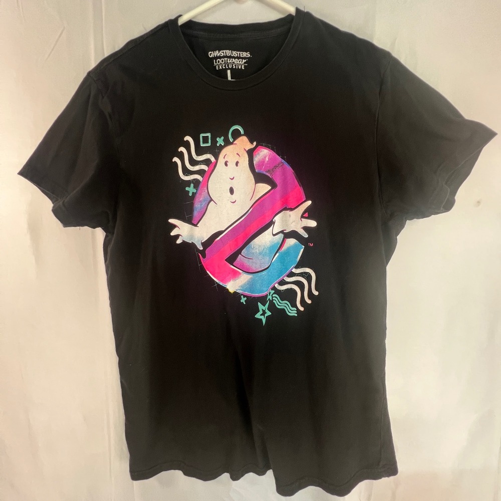 Ghostbusters Loot Wear Exclusive T-Shirt Mens Large Black Stay Puft Vaporwave T
